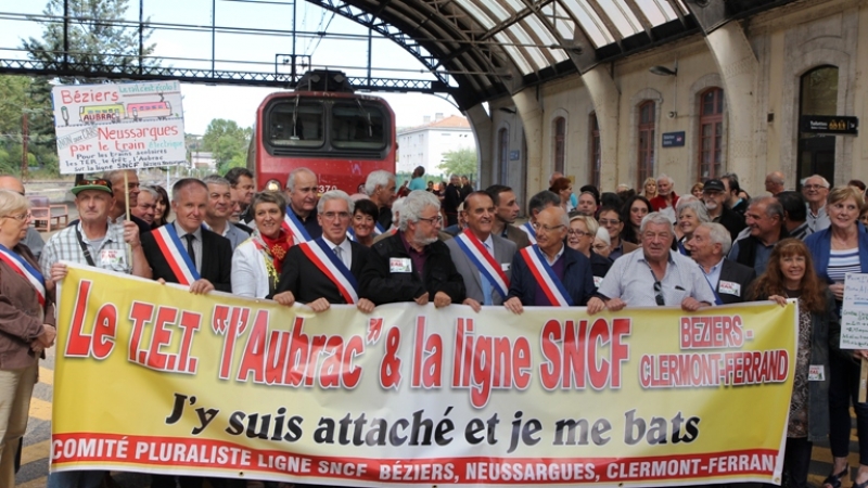 Les élus et la population mobilisés pour défendre la Ligne Béziers-Clermont Ferrand
