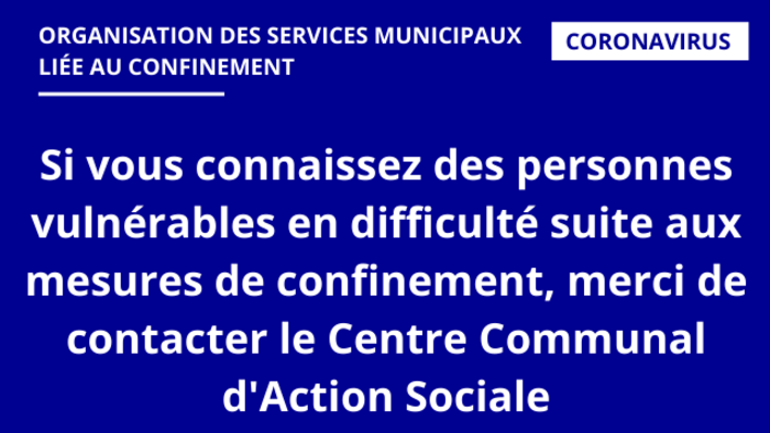 RECONFINEMENT&nbsp;:  SOUTIEN AUX PERSONNES VULNERABLES