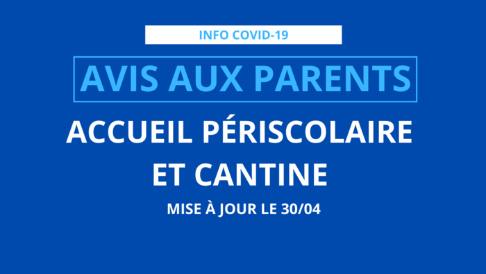 AVIS AUX PARENTS :  ACCUEIL PÉRISCOLAIRE