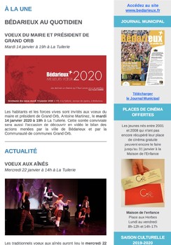 Lettre d'information N°386 - 10 janvier 2020
