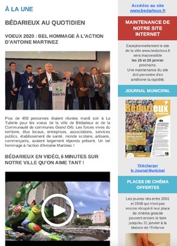 Lettre d'information N°387 - 17 janvier 2020