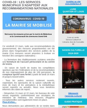 Lettre d'information n°395 - Spécial Covid-19 - 13 mars 2020