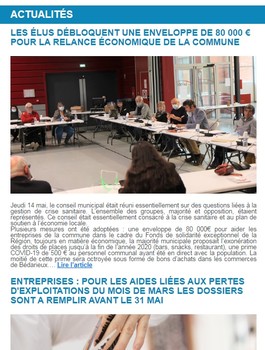 Lettre d'information n°403 - Relance économique - 15 mars 2020