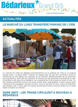 Lettre d'information n°404 - Déplacement marché - 20 mai 2020