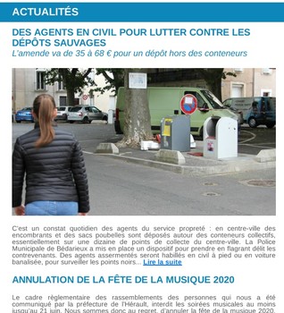 Lettre d'information n°408 - Lutte contre les dépôts sauvages - jeudi 11 juin 2020