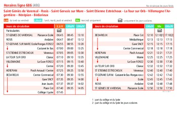 Ligne Bus St Genies - Bédarieux L686