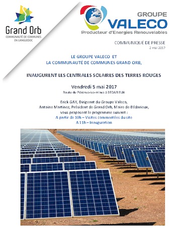CP inauguration Parc Photovoltaïque Terres Rouges
